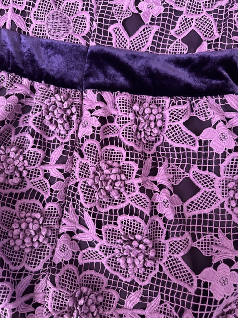 Vintage EUC Anna Sui Purple Floral Lace Mini Dress - Picture 7 of 7